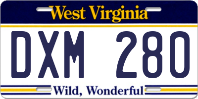 WV license plate DXM280