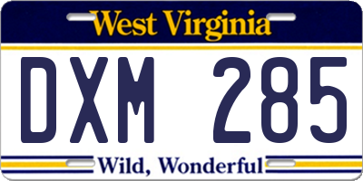 WV license plate DXM285