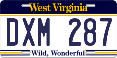 WV license plate DXM287