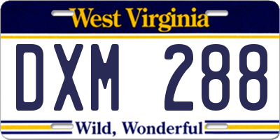 WV license plate DXM288