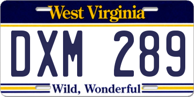 WV license plate DXM289