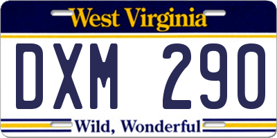 WV license plate DXM290