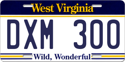 WV license plate DXM300