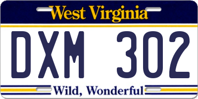 WV license plate DXM302