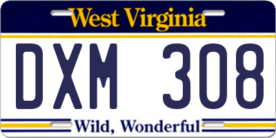 WV license plate DXM308