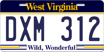 WV license plate DXM312