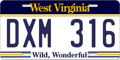 WV license plate DXM316