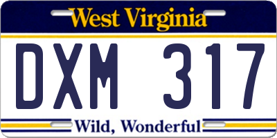 WV license plate DXM317