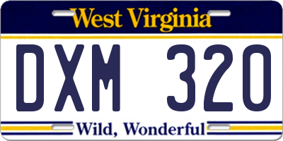 WV license plate DXM320