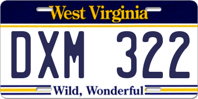 WV license plate DXM322