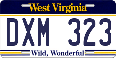 WV license plate DXM323
