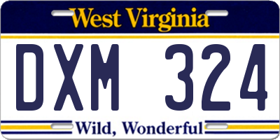 WV license plate DXM324