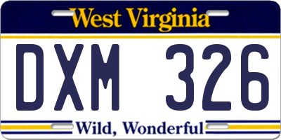 WV license plate DXM326