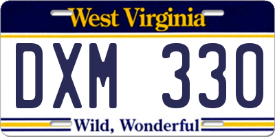 WV license plate DXM330