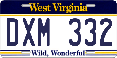 WV license plate DXM332