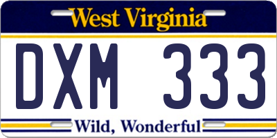 WV license plate DXM333