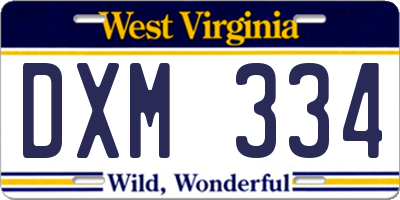 WV license plate DXM334