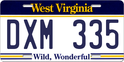 WV license plate DXM335