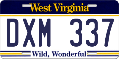 WV license plate DXM337