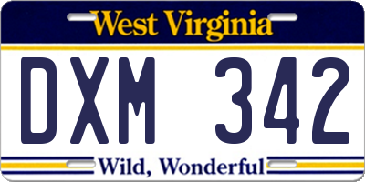 WV license plate DXM342