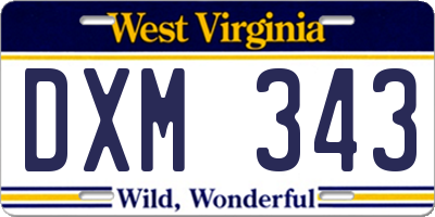 WV license plate DXM343
