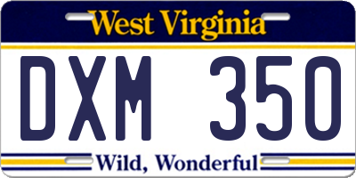 WV license plate DXM350