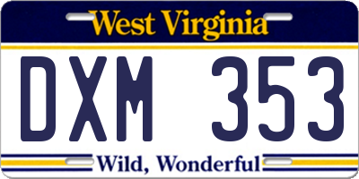 WV license plate DXM353