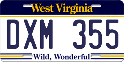 WV license plate DXM355