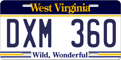 WV license plate DXM360