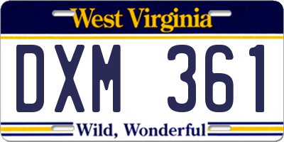 WV license plate DXM361