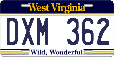 WV license plate DXM362
