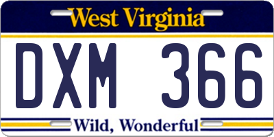 WV license plate DXM366