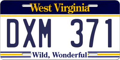 WV license plate DXM371