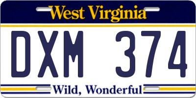 WV license plate DXM374