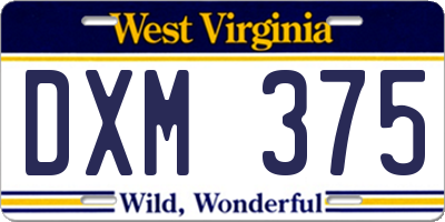 WV license plate DXM375