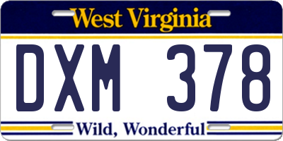 WV license plate DXM378