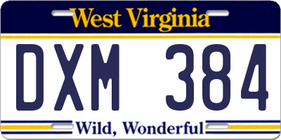 WV license plate DXM384