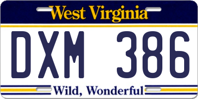 WV license plate DXM386