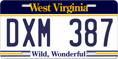 WV license plate DXM387