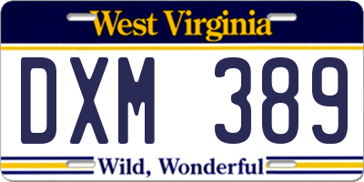 WV license plate DXM389