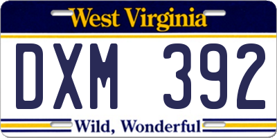 WV license plate DXM392