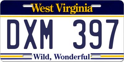 WV license plate DXM397