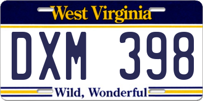 WV license plate DXM398