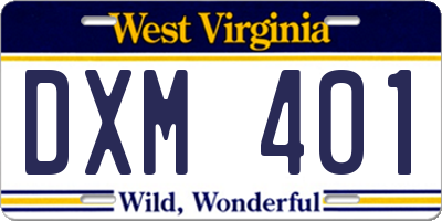 WV license plate DXM401