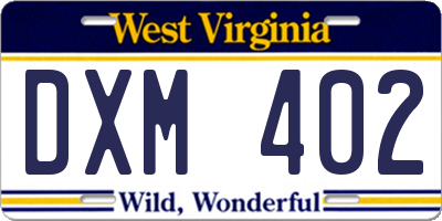 WV license plate DXM402