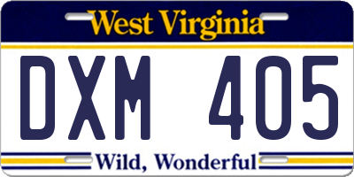 WV license plate DXM405