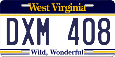 WV license plate DXM408