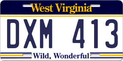 WV license plate DXM413