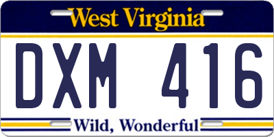 WV license plate DXM416