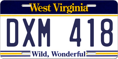 WV license plate DXM418